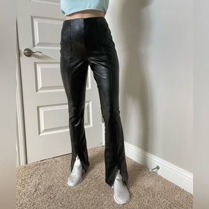 AFRM Split Hem Faux Leather Black Pants Womens Medium